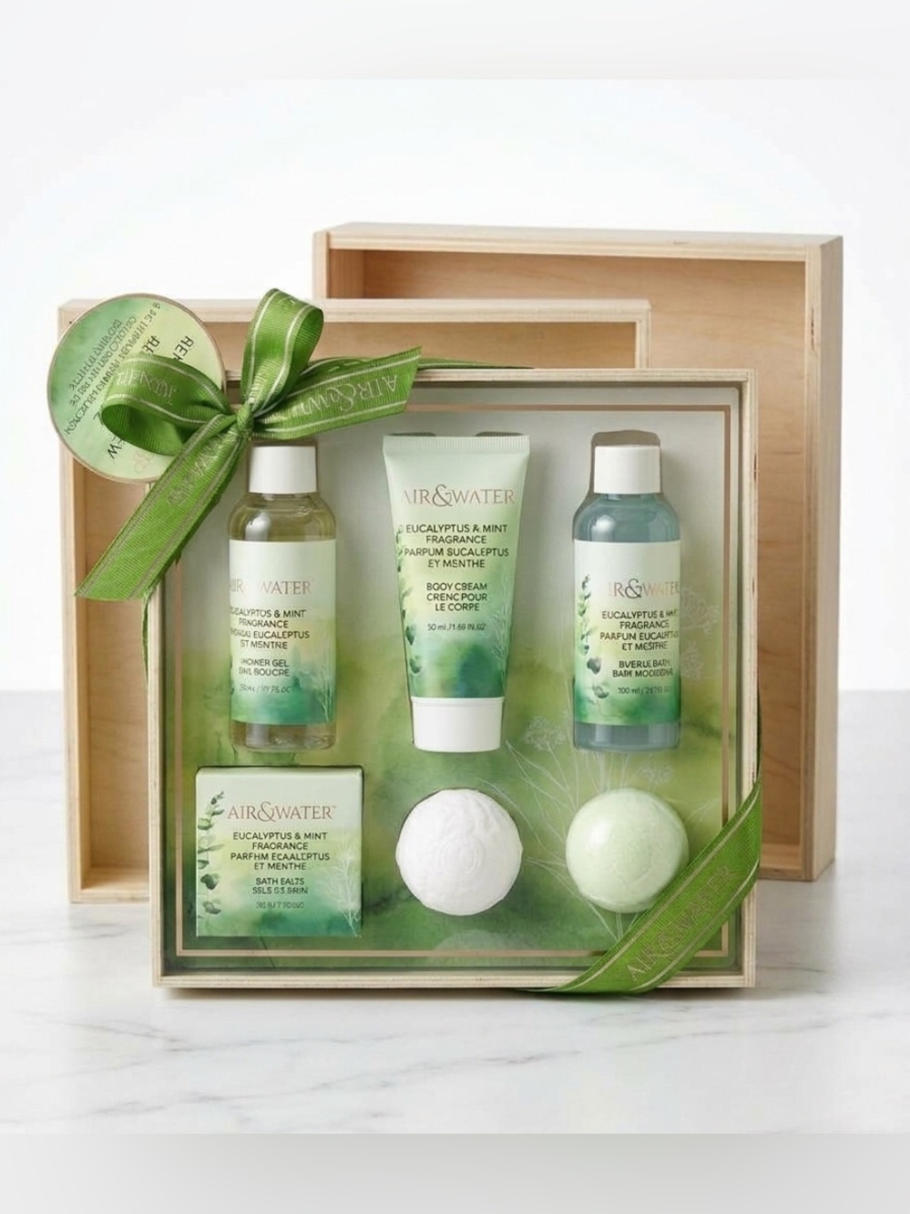 NIB Air & Water Eucalyptus & Mint Aromatherapy Bath & Body Gift Set 6 Relaxtion